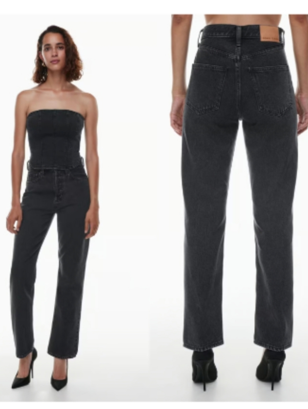 Denim Forum Black The 90's Joni High Rise Loose Cropped Fray Women's Size 27